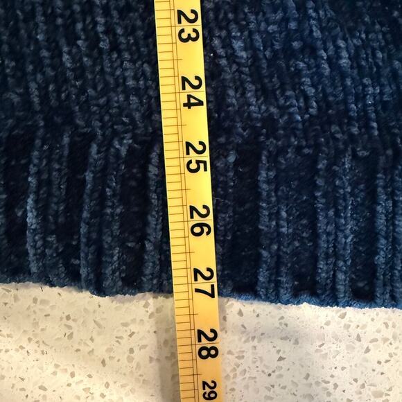 Orvis Chenille Velvet Chunky Sweater Royal Blue Women XL Cozy Rib Knit Winter - Picture 8 of 8